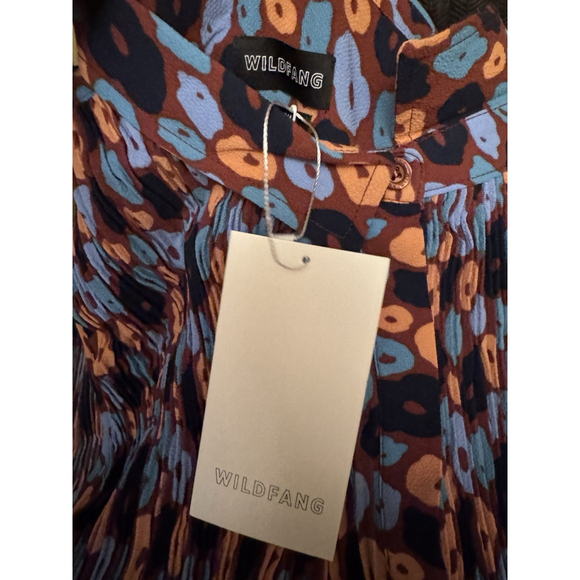 Wildfang The Empower Pusse Button up Retro Floral Cinnamon Blouse MRSP $88 - Picture 3 of 5